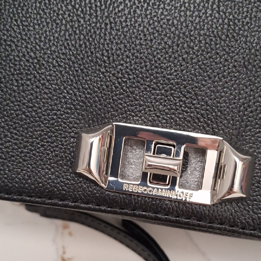 Rebecca Minkoff Black Crossbody Bag with Silver Chain - Picture 3 of 14